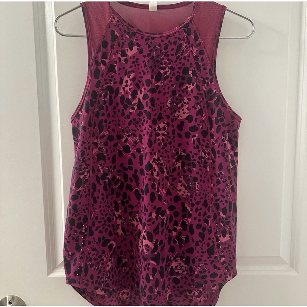 Lululemon Sculpt Tank Top Cheetah Camo Magenta Purple Pink Black Mesh
